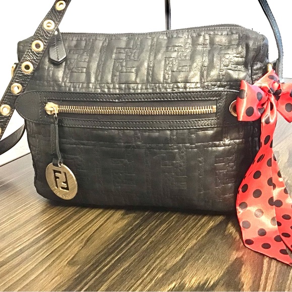 Fendi FF Quilted Coated Canvas Embossed Crossbody Bag - Picture 3 of 16